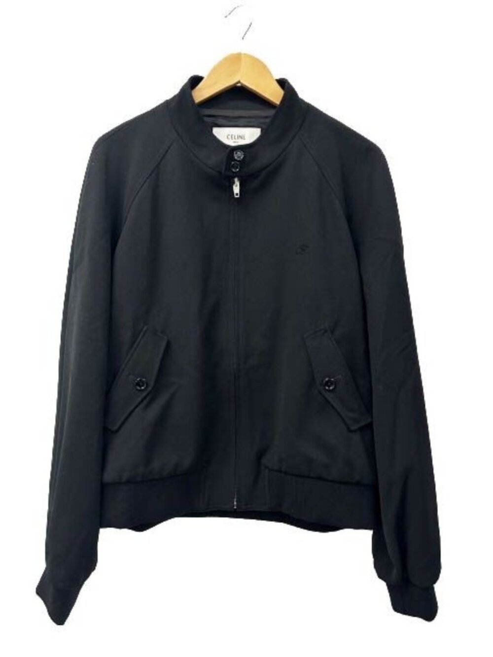Celine Triomphe Jacket Gabardine Logo Embroidery Wool 54 Black - Picture 1 of 7
